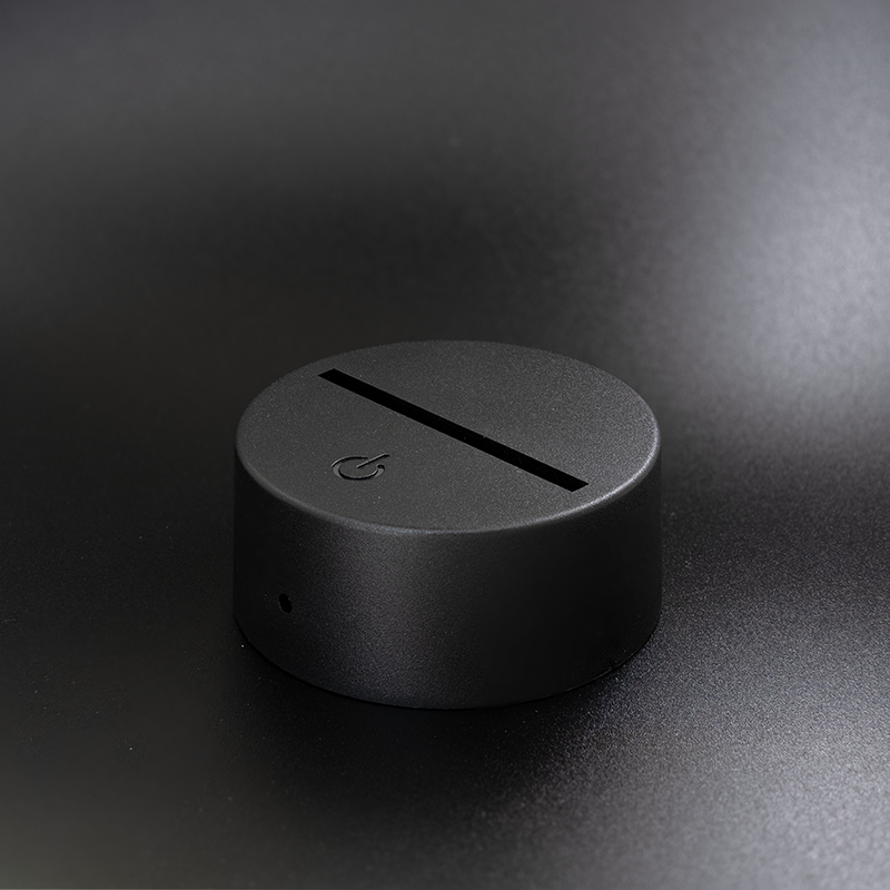 7-Color RGB 3D illusion night light base with smart touch (Black)