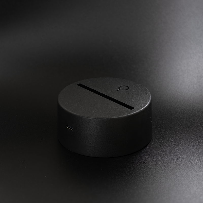 16-Color RGB 3D illusion night light base with smart touch and remote controller(Black)